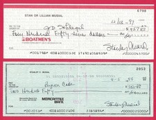 STAN MUSIAL Check Signed STANLEY St Louis Cardinals ** NOT STAMPED OVER NAME! **