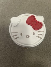 Sanrio Hello Kitty White Jewelry Storage Box/Earphone/Coin Bag Round Zipper Case