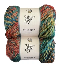 (7) Yarn Bee DREAM SPUN Yarn TUSCANY #06 Green Orange Yellow, 3.5 oz.