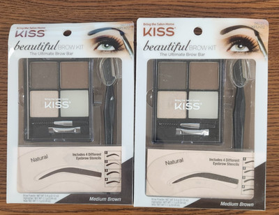 2 PC NIP KISS BEAUTIFUL BROW KIT, MEDIUM BROWN, #56731 KPLK02, ULTIMATE BROW KIT