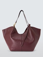John Lewis Oversized Womens Magnetic Closure Leather Tote Bag - Burgundy (Odour)