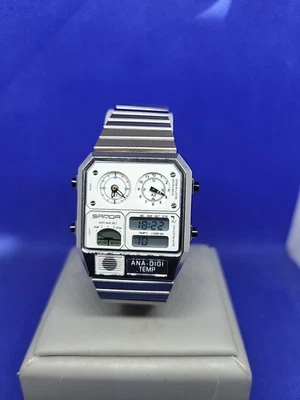 Ana-Digi-Two Timer Quartz Retro Chronograph Dualtime Datum Alarm Neu Top-Zustand - Bild 1 von 4