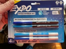 18 Packs Expo Mixed Marker Set, Wet Dry Erase, Blue, Fine Tip, 4 pcs per pack