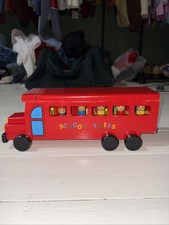 Vintage Hand Made Wooden School Bus School Trip With Figures