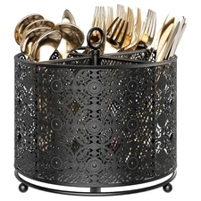360° Rotating Utensil Caddy Countertop - Cutlery Silverware Caddy Holder wi