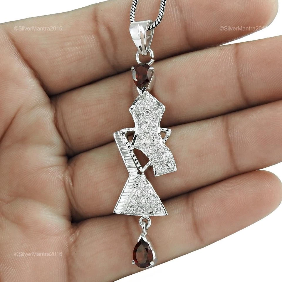 Zircone Cubico Gemma Sorella Lunetta Natale Regalo Ciondolo 925 Argento Sterling - Immagine 3 di 4