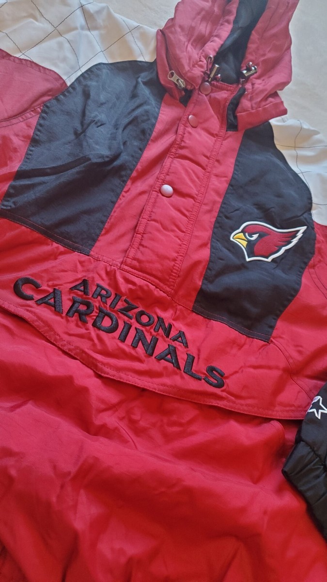 Arizona Cardinals Starter Jacket 1/4 Zip Pullover Heavyweight Sz M W/Detach  Hood