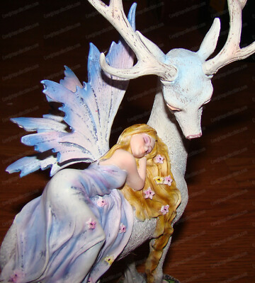 Dream Eden Collection, SLEEPING FAIRY on STAG (14016) Deer, PIxie