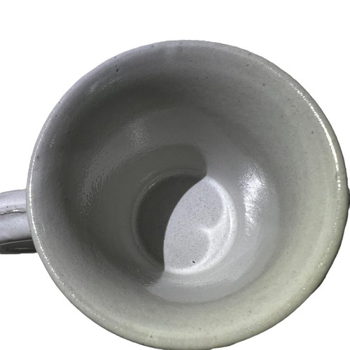 Crate and Barrel Coffee Cup 8 oz Mug White Stoneware Brown Dip Bottom signed - Picture 8 of 8