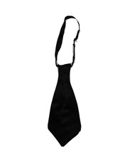 Boys Black Carvat Pre-tied Adjustable Long Tie. Windsor Style