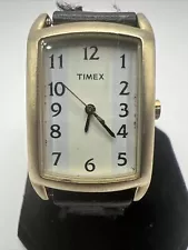Vintage Timex Tank Watch Women’s 25mm Two Tone Gold Rectangular Face Easy Read