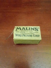 VINTAGE MALIN'S WIRE PICTURE CORD WOOD SPOOL MALIN & CO w WIRE CLEVELAND OHIO 