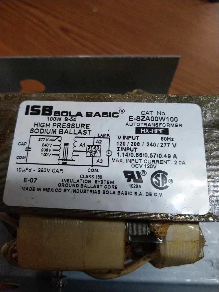 Sola E SZA00W100 High Pressure Sodium Ballast Kit 100W for S54
