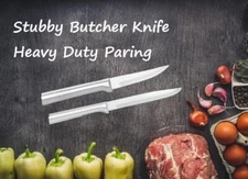 Rada 2 pc Set Stubby Butcher Knife and Heavy Duty Paring (Silver Handle)