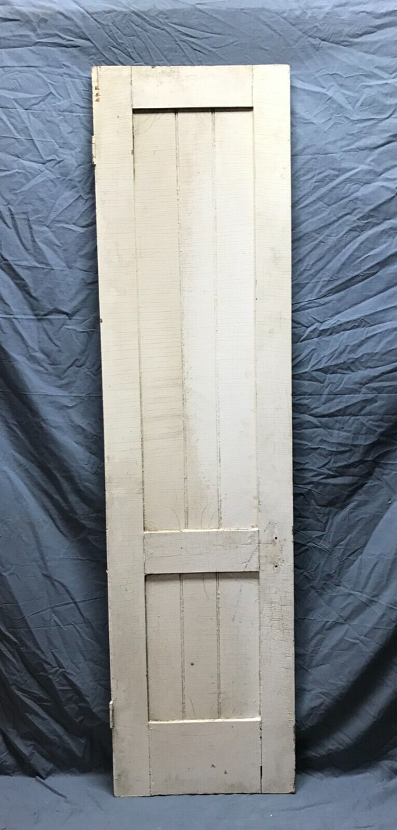 vintage an・an no.18 Antique 18x68 Beaded 2 Panel Pantry Cupboard Shabby White Wood