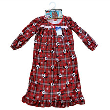 Disney Minnie Mouse Plaid Christmas Nightgown Dress Family Sleep Pajamas Sz 4