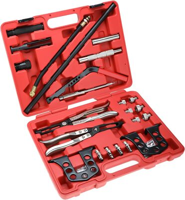 #ad #ad Cylinder Head Valve Spring Compressor Kit Steel Stem Seal Installer Remover Tool $51.99