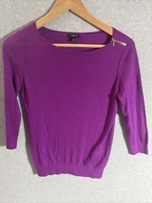 Ann Taylor Sweater Petite Women's Size SP Plum Rayon/Nylon/Polyester