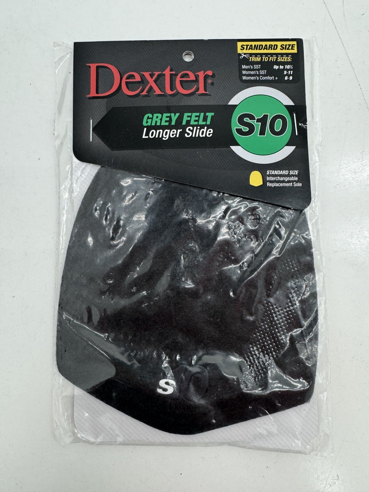 Dexter Grey Felt Bowling Shoe Slide S10 Standard Size
