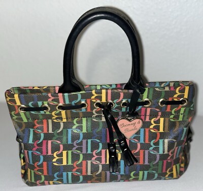 DOONEY BOURKE PURSE BLACK MULTI-COLOR LETTERS MONOGRAM LOGO