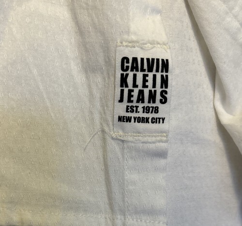 Camicia uomo Calvin Klein ricamata XL bianca manica lunga con bottoni - Foto 4 di 11