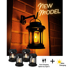 Image of Outdoor PIR Solar Lantern Light Wall Security Lamp