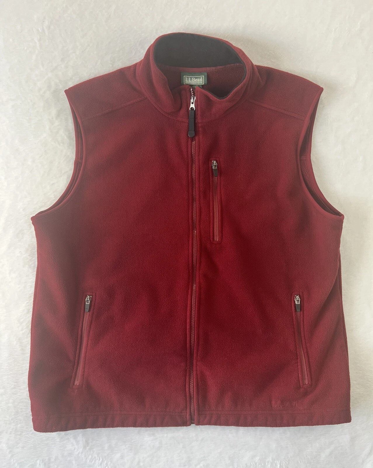 LL Bean Vest Mens Size XL Red Sweater Fleece Full Zip Outdoors Camping Fishing