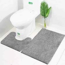 Image of Luxury 2Piece Bath Mat Ultra Soft Bathroom Rug Anti Slip Toilet Rug Pedestal Set