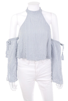 skylar+madison Blouse Neckholder Stripes M navy blue