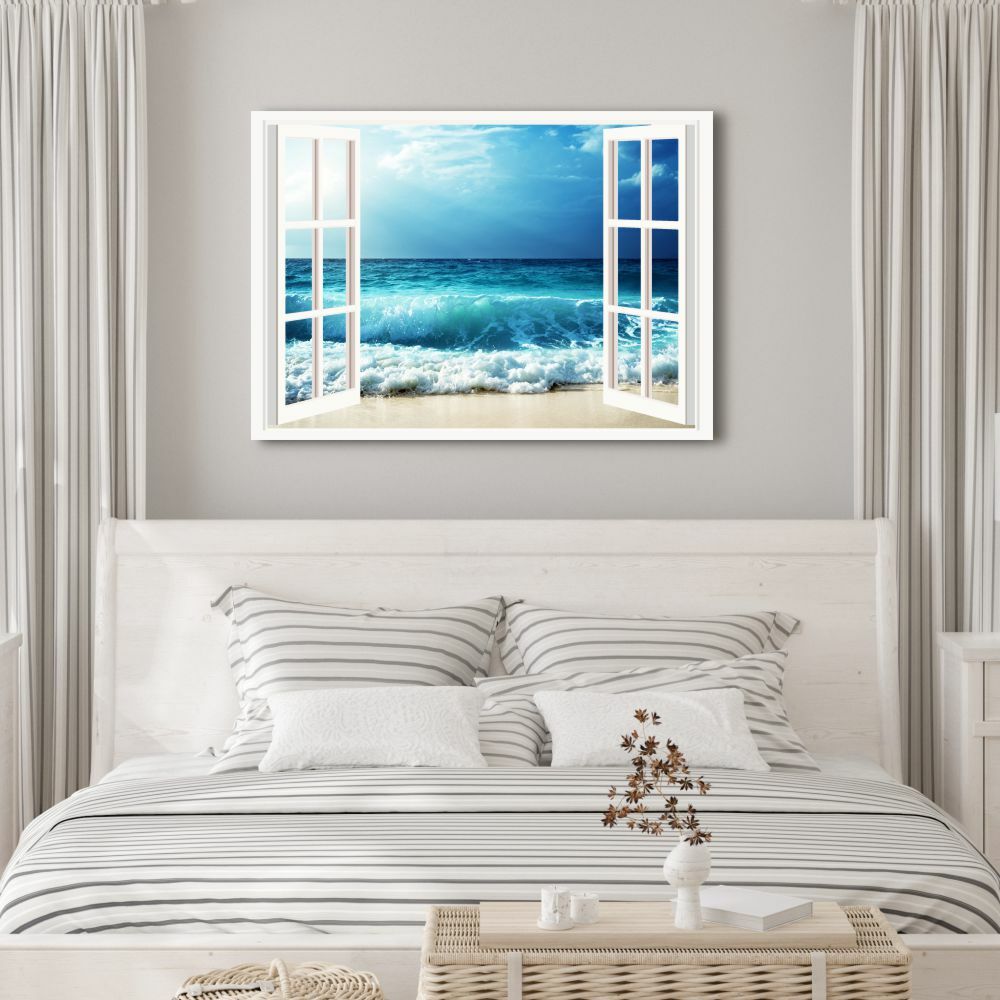 Stampa Su Tela Con Paesaggio Marino Sulla Spiaggia Incorniciato: Arte Murale Minimalista Sulla Costa - Italia - Foto 12
