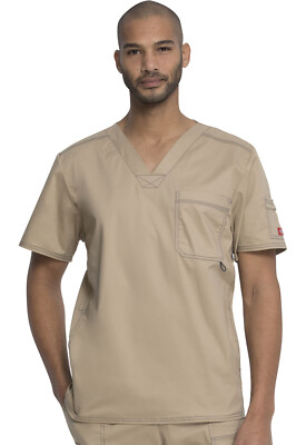 miiii Khaki Dickies Scrubs Gen Flex Mens V Neck Top 81722 KHIZ | eBay