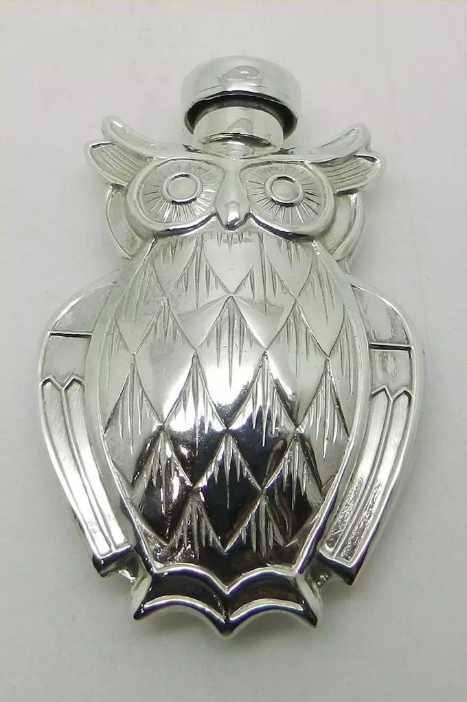 VINTAGE TIFFANY & CO. STERLING SILVER OWL PERFUME BOTTLE - RARE - LB-C2477