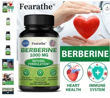 Fearathe Pure Berberine 1000 mg Supplement - Supports Cardiovascular Health, 30/