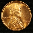 Lincoln Wheat Cent. 1945 P. Gem Red BU. Lot # 9049-86-009