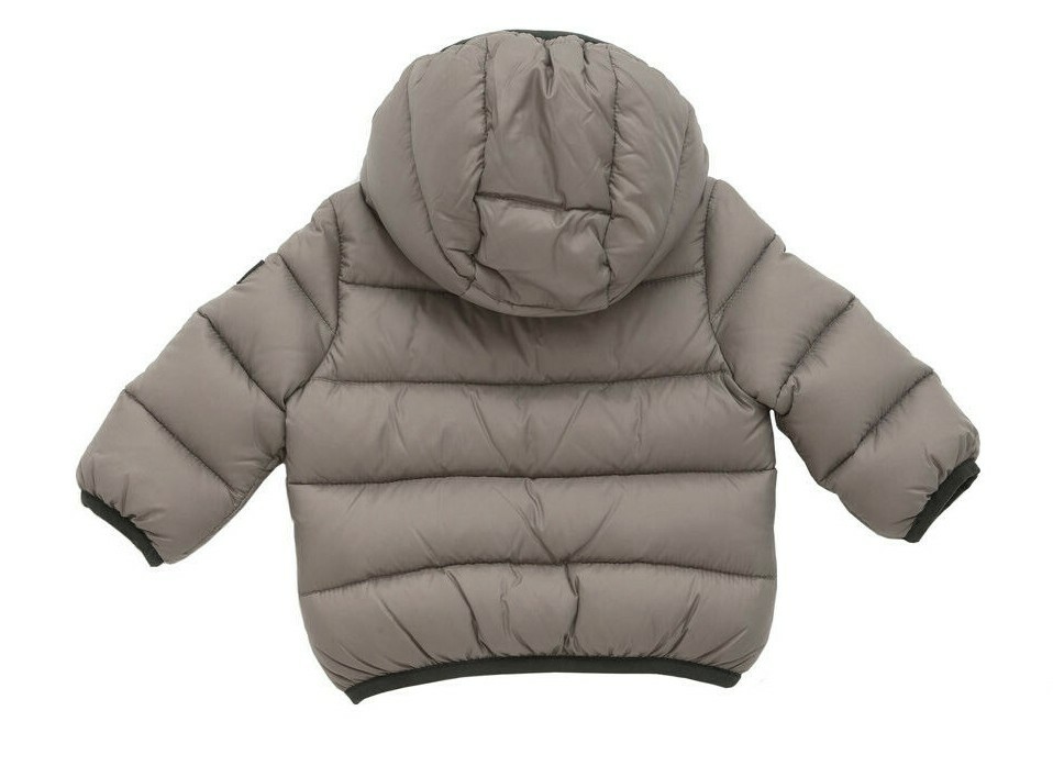 IL GUFO Baby Boys Taupe down puffer coat with fleece lined hood