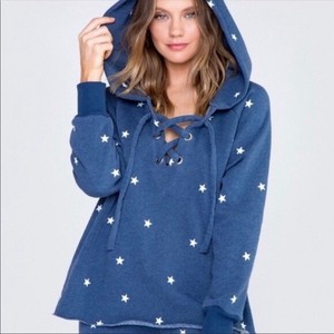 blue hoodie with white stars