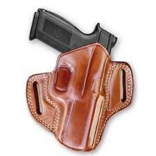 Leather OWB Pancake Holster Open Top Fits, FNH FNS 9/40 4'' Barrel #1101#