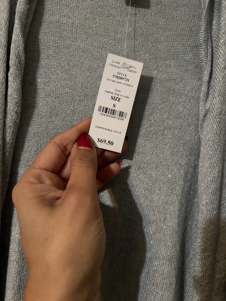 Cárdigan Suéter Casa Blanca Mercado Negro Gris Manga Larga Nuevo con Etiquetas Talla Pequeña Foto 3 de 4