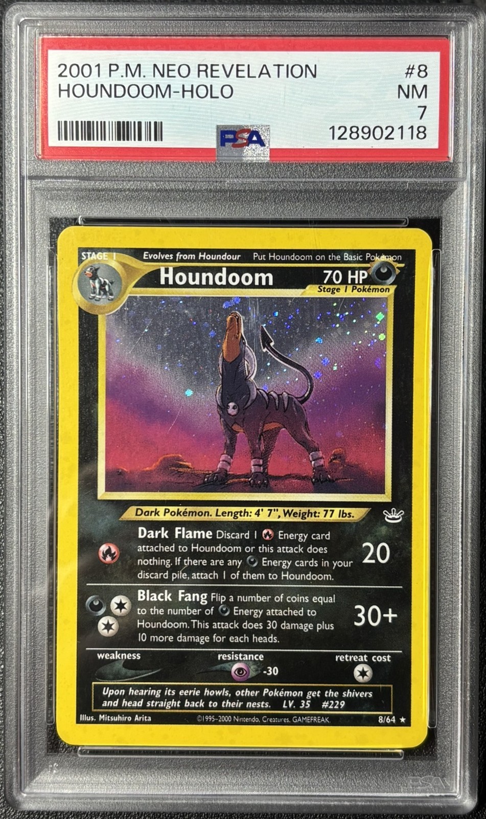 Pokemon - P.M. Houndoom Holo - PSA 7 - 2001 Neo Revelation 8/64 Rare