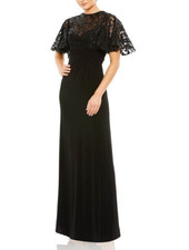 NEW, Mac Duggal Embellished Sequin Butterfly Sleeve Cape Gown Size 16 #LD07