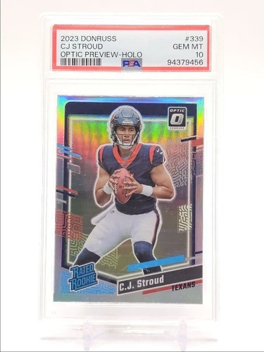 C.J. STROUD 2023 DONRUSS OPTIC RATED ROOKIE PREVIEW HOLO RC PSA 10 Q2756