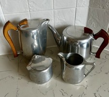 Vintage Picquot Ware 4-Piece Tea & Coffee Set With Milk Jug & Sugar Bowl