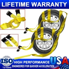 Tire Basket Straps Wrecker Car Hauler Truck Tow Dolly Tire Wheel Tie Down 2 pack