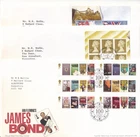 6 x GB RM FDC: 2008 JAMES BOND - Set, Sheets & Panes + Bureau, Mayfair & SE1 SHS
