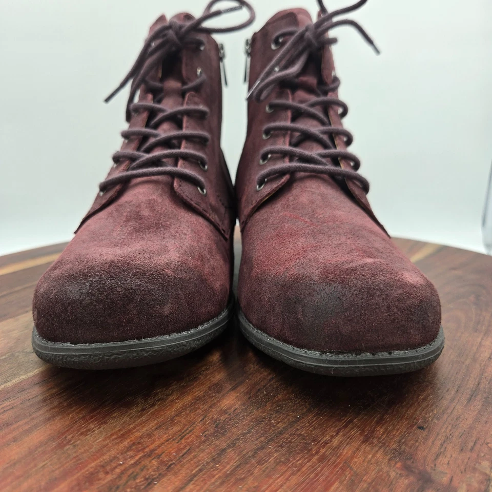 Earth Janel Boots Women's 11W Wide Purple Suede Comfort Lace Up Combat Booties - Image 2 of 4