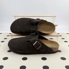 Birkenstock Boston Mocha Suede Leather Soft Footbed Clog Women and Men Shoes