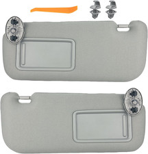 Pair of Left Right Gray Sun Visors w/ Clips for Toyota Corolla 2009-2013 2531