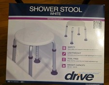 Drive Lightweight White Shower Stool Bathroom Safety Adjustable Height 