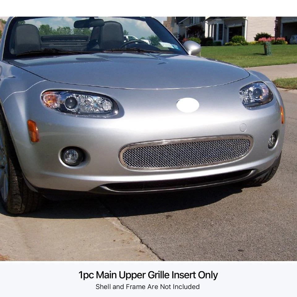 Para 2006-2008 Mazda MX-5 para-choque inferior aço inoxidável cromado malha grade inserção - Imagem 3 de 3