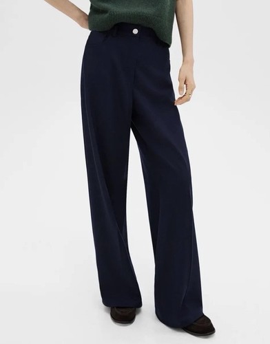 NWT Theory Straight-Leg 5-Pocket Womens Pants Size 2 Stretch Wool Flannel ~ Navy